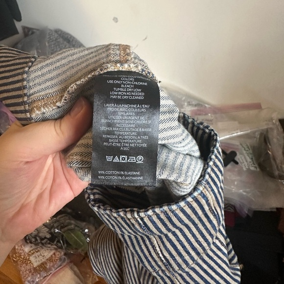 NEW Free People Jayde Railroad Flare Jeans in Train Car Stripe - Picture 6 of 9